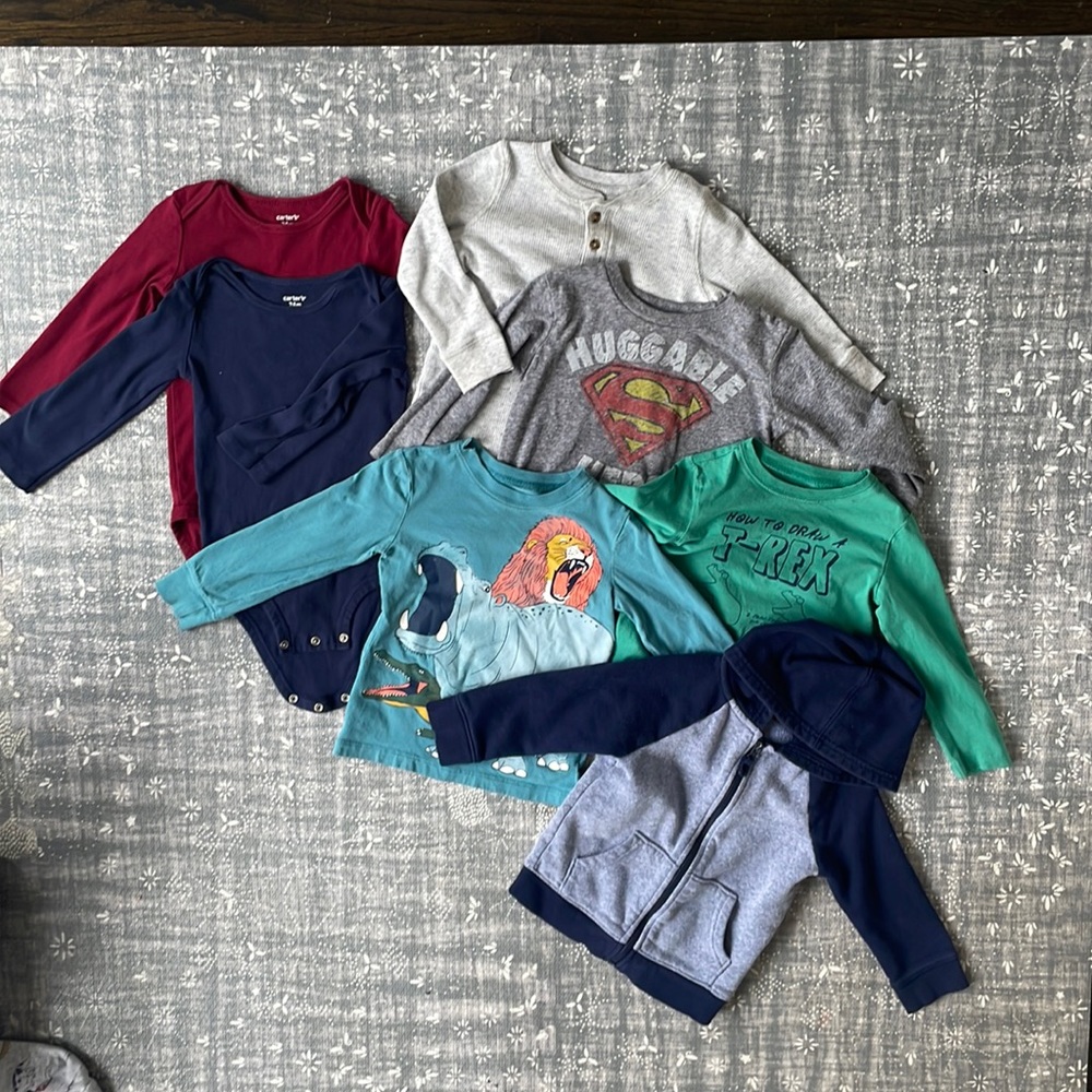 24M/2T long sleeve shirts and sweatshirt.Cat and Jack, Jumping Beans and Carters